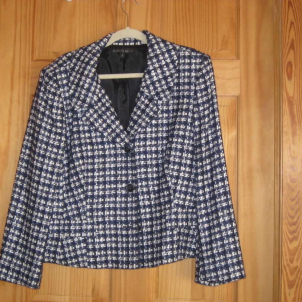 LaFayette 148 NewYork Plaid Jacket Blue